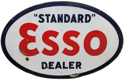 Esso Standard Dealer Double Sided Porcelain Sign