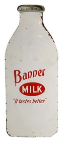 Large Banner Milk Bottle Single Sided Porcelain Sign