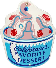 Foster's California's Favorite Dessert Single Sided Die Cut Porcelain Sign