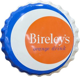 39" Bireley's Orange Drink Bottle Cap Sign