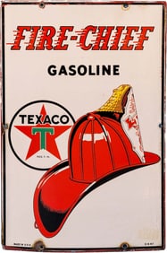 Fire-Chief Gasoline 1947 Porcelain Pump Plate