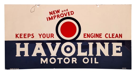1947 Havoline New and Improved Motor Oil DST Sign