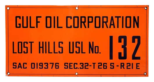 Gulf Oil Corporation Field Lease Single Sided Porcelain Sign