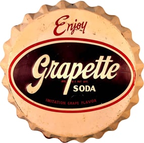 28" Grapette Soda Bottle Cap Sign