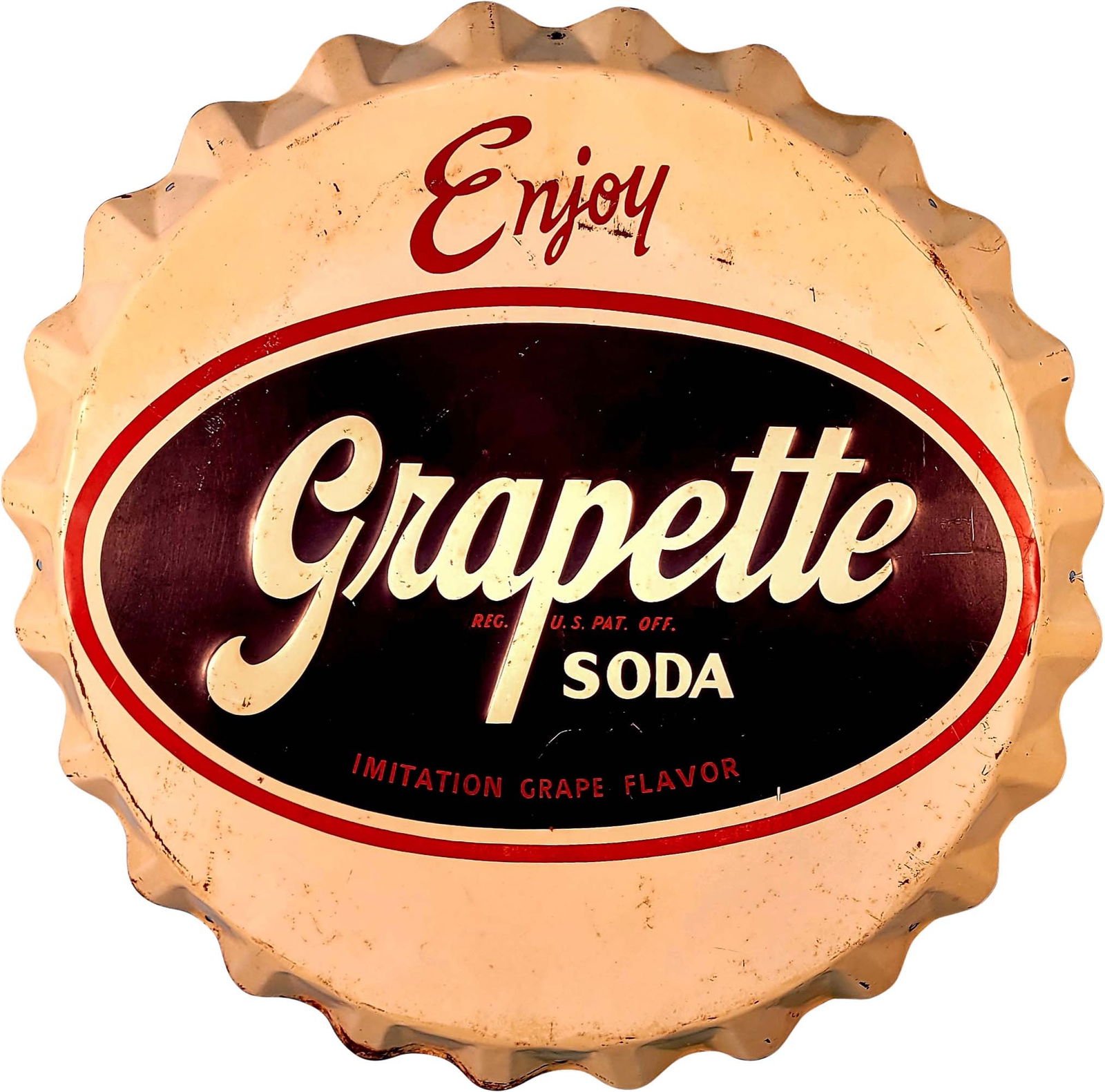28" Grapette Soda Bottle Cap Sign (1 of 3)