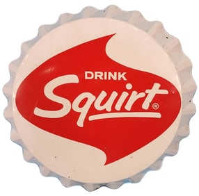 28" 1966 Drink Squirt Bottle Cap Sign