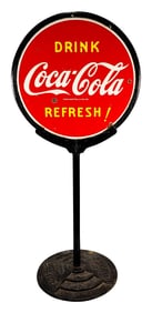 Drink Refresh Coca Cola Double Sided Porcelain Lollipop Curb Sign