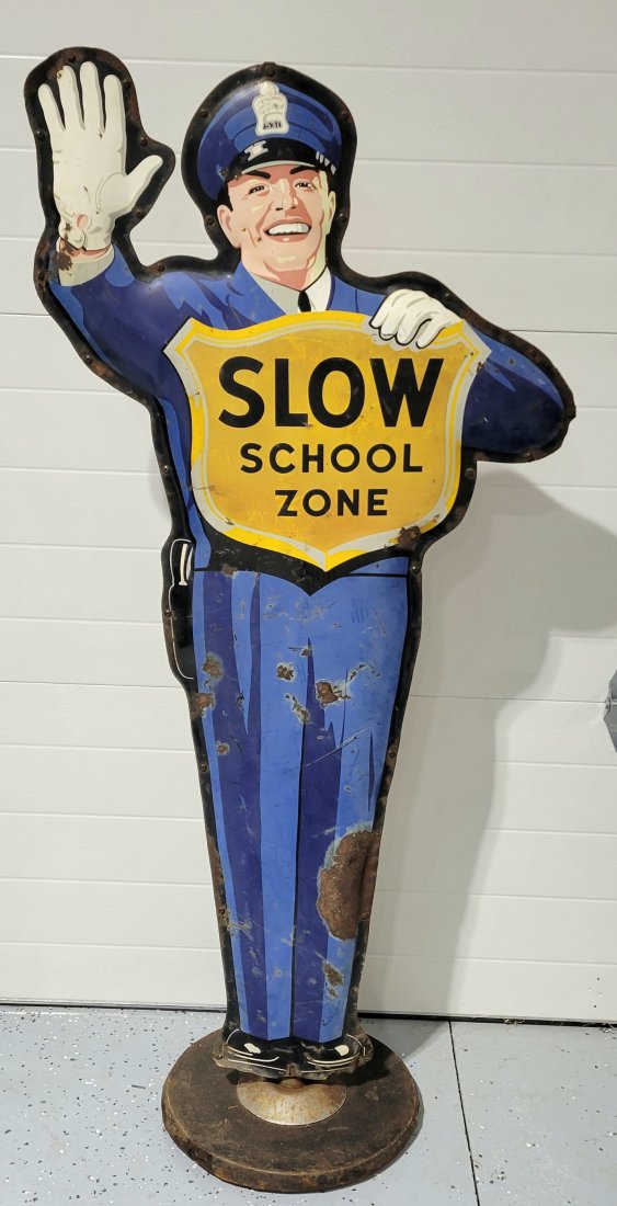 1957 Coca Cola "Slow School Zone" Policeman Crossing Guard (1 of 2)