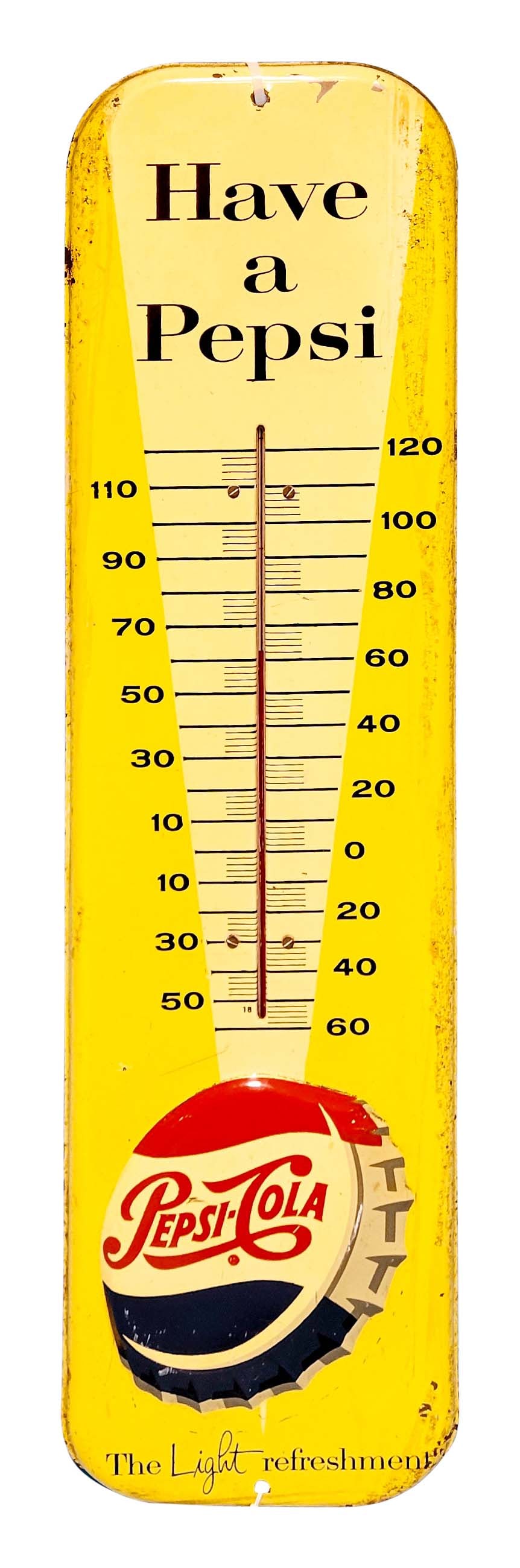 Pepsi Cola "Have a Pepsi" SST Thermometer w/ Bottlecap Logo (1 of 2)