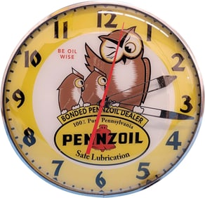 15" Pennzoil (Be Oil Wise) Electric Light Up Clock Possible Reproduction Face