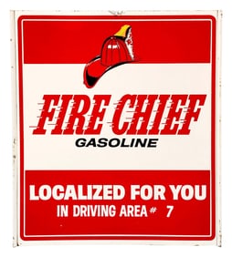 Fire Chief Gasoline "Localized For You" Double Sided Metal Sign