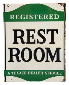 Texaco Registered Restroom Double Sided Metal Sign