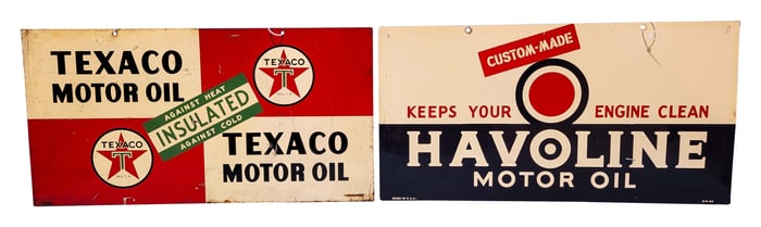 Lot of 2 Texaco & Havoline Motor Oil DST Signs