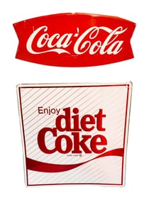 Enjoy Diet Coke Tin and Coca Cola Fishtail Sign