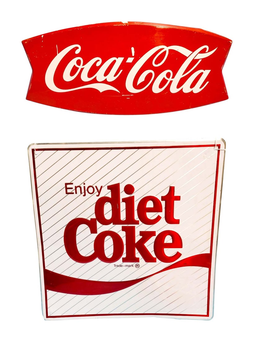 Enjoy Diet Coke Tin and Coca Cola Fishtail Sign (1 of 2)