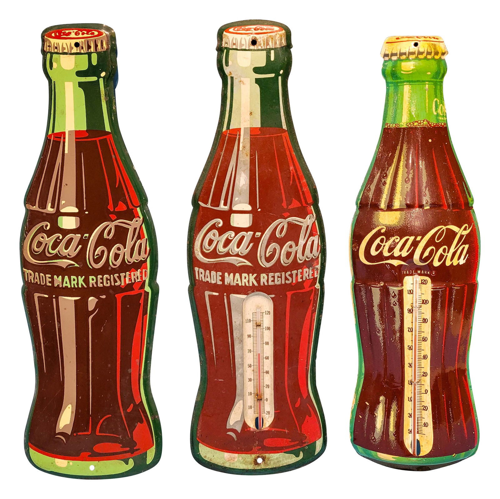 Coca Cola lot with die cut bottle sign and thermometers (1 of 2)