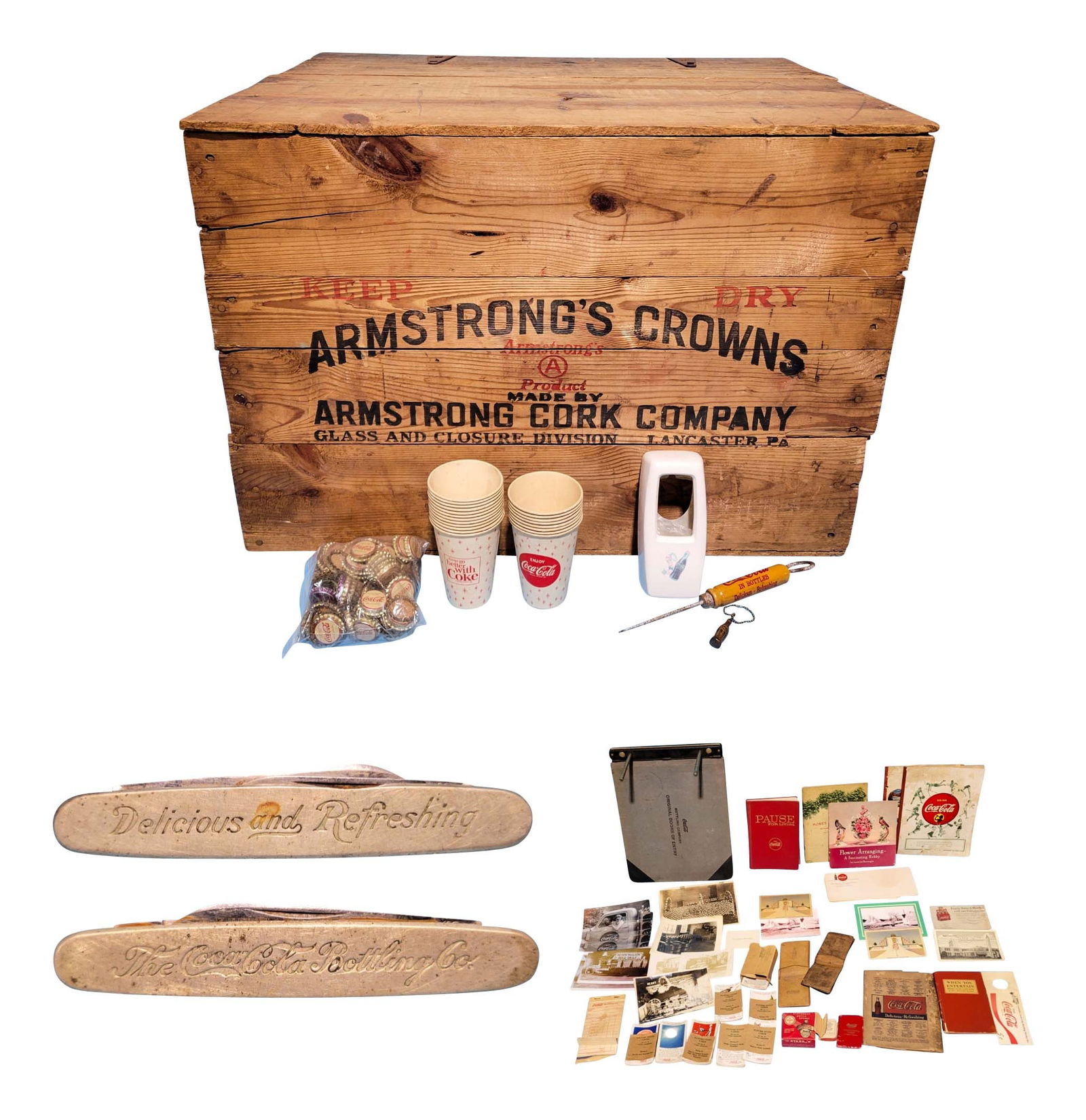 Coca Cola lot with shipping crate and ephemera (1 of 5)