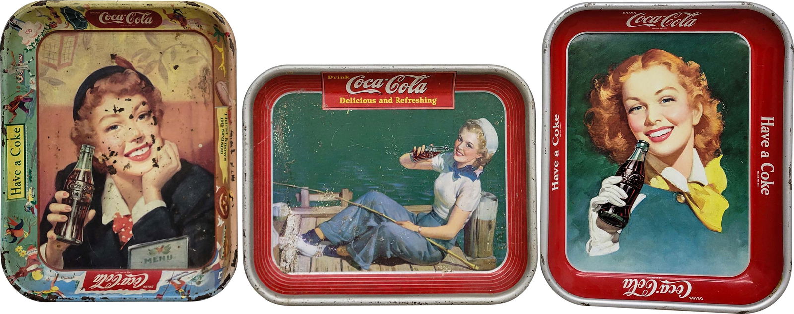 Lot of 3 Coca Cola Advertising Trays (1 of 2)