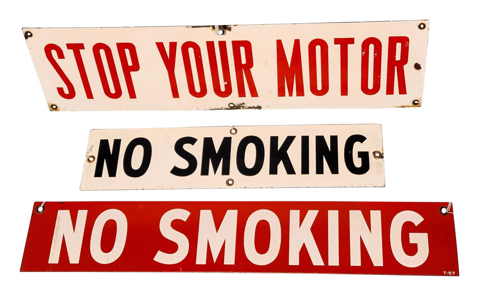 Lot of 3 Gas Station SSP Signs No Smoking & Stop Your Motor (1 of 2)