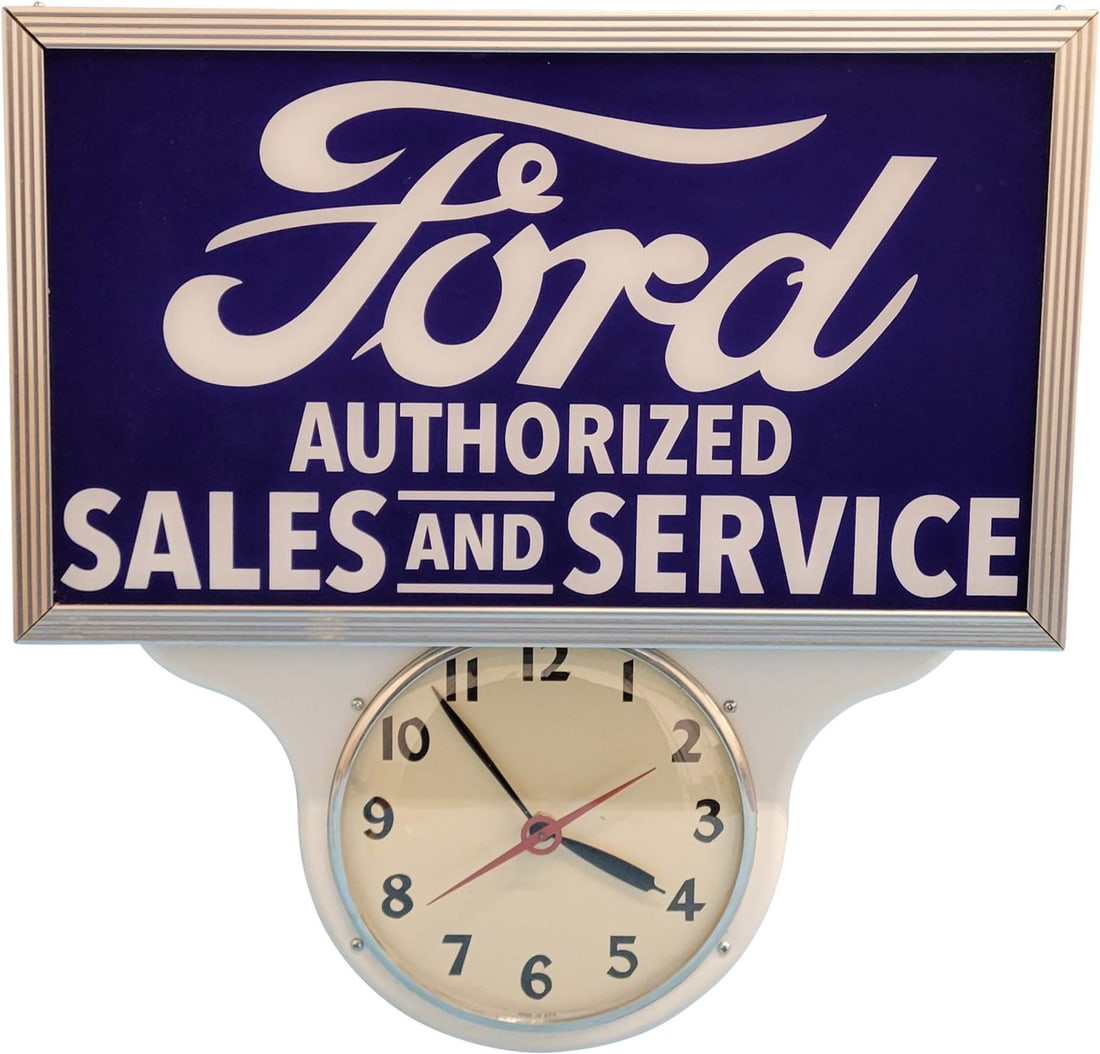 Ford Authorized Sales and Service Electric Light Up Clock (1 of 3)