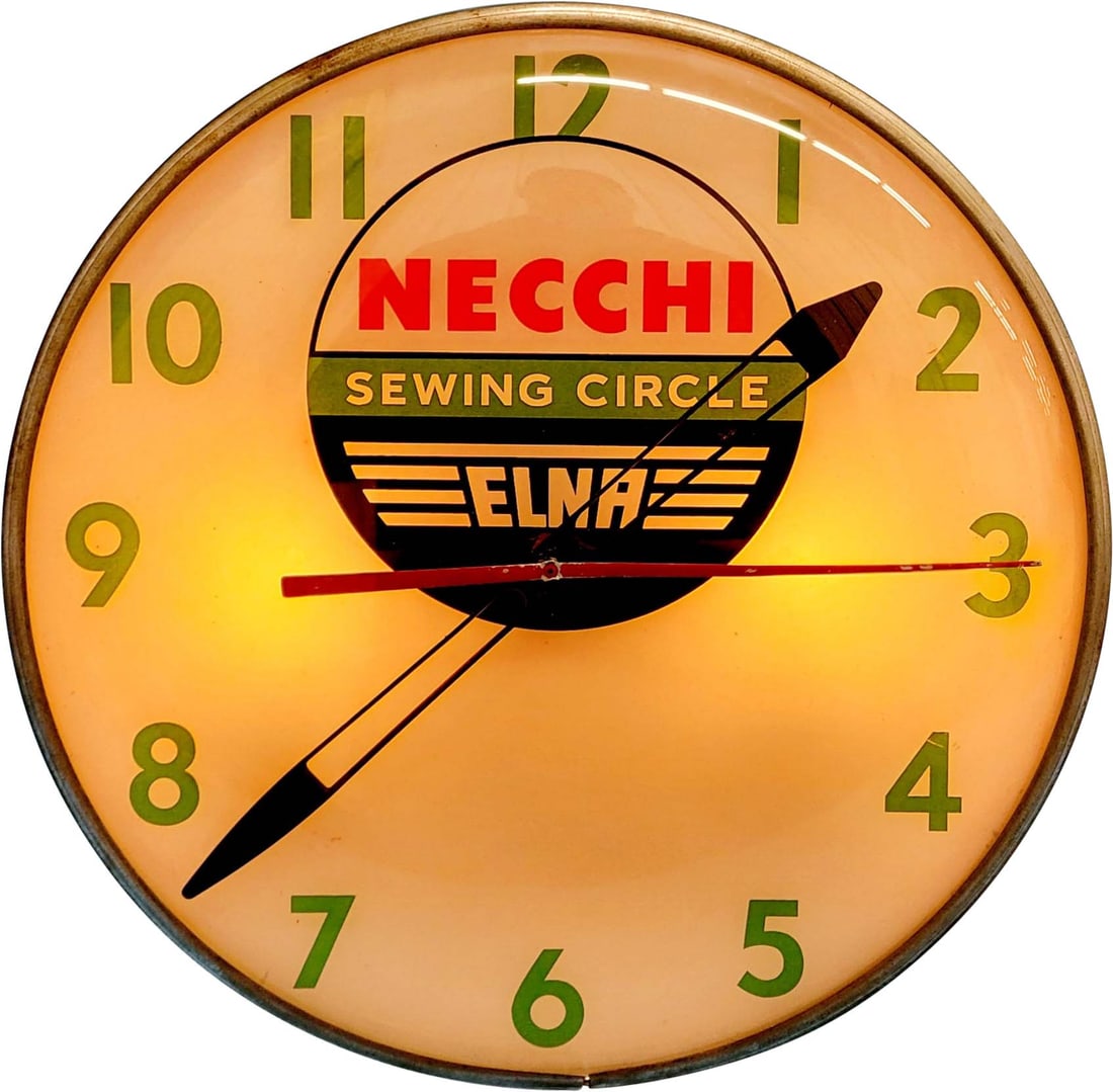 15" Necchi Sewing Circle Elna Electric Light Up Clock (1 of 4)