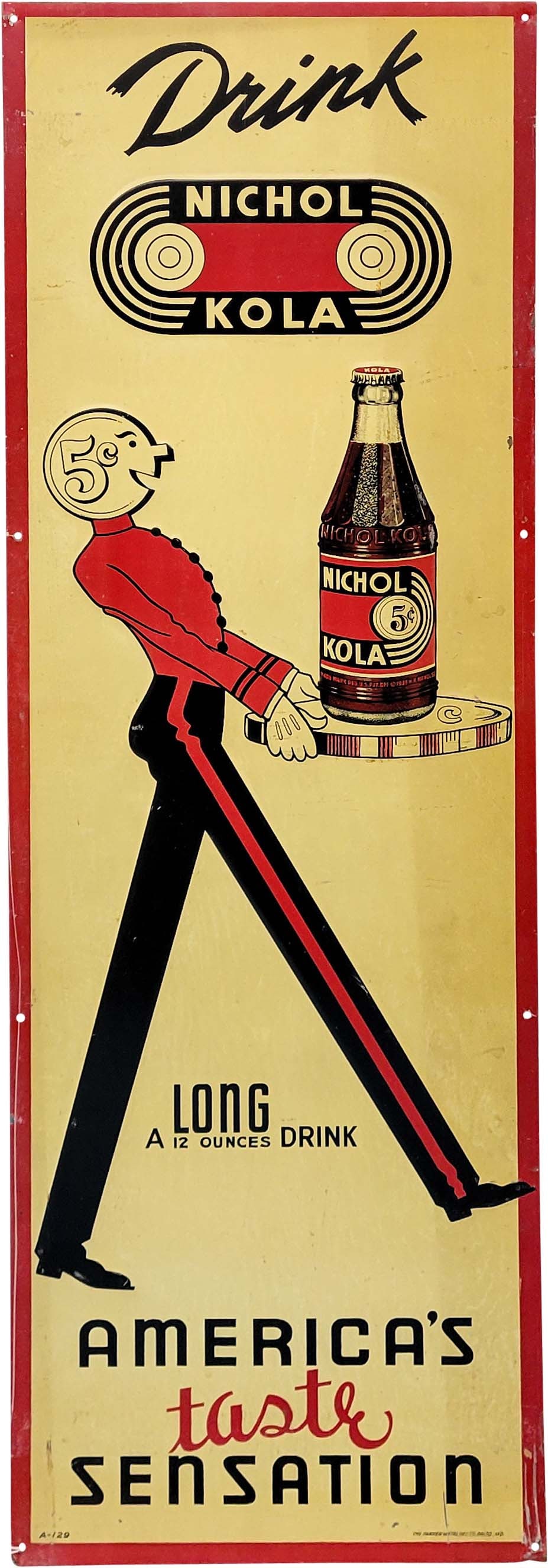 Drink Nichol Kola "America's Taste Sensation" Embossed Tin Sign (1 of 2)
