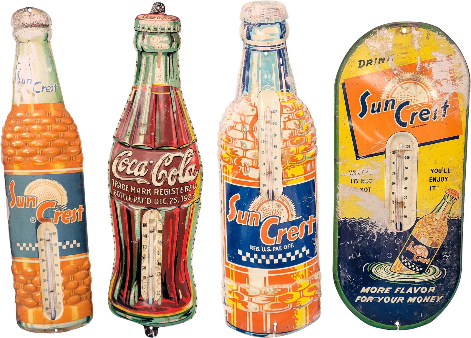 Lot of Four SunCrest & Coca-Cola Tin Thermometers (1 of 2)