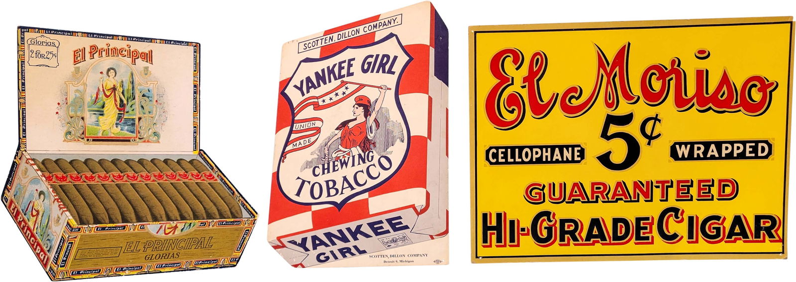 Lot of 3 Cardboard Cigarette Tobacco Signs (1 of 2)