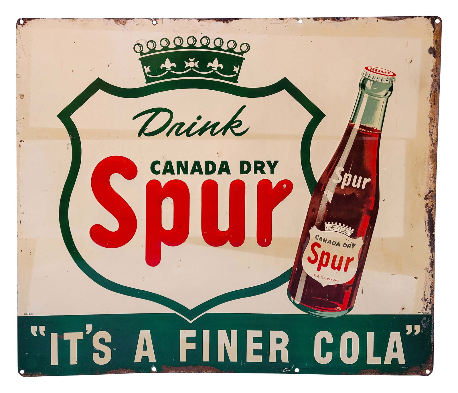 Drink Canada Dry Spur Single Sided Embossed Metal Sign (1 of 2)