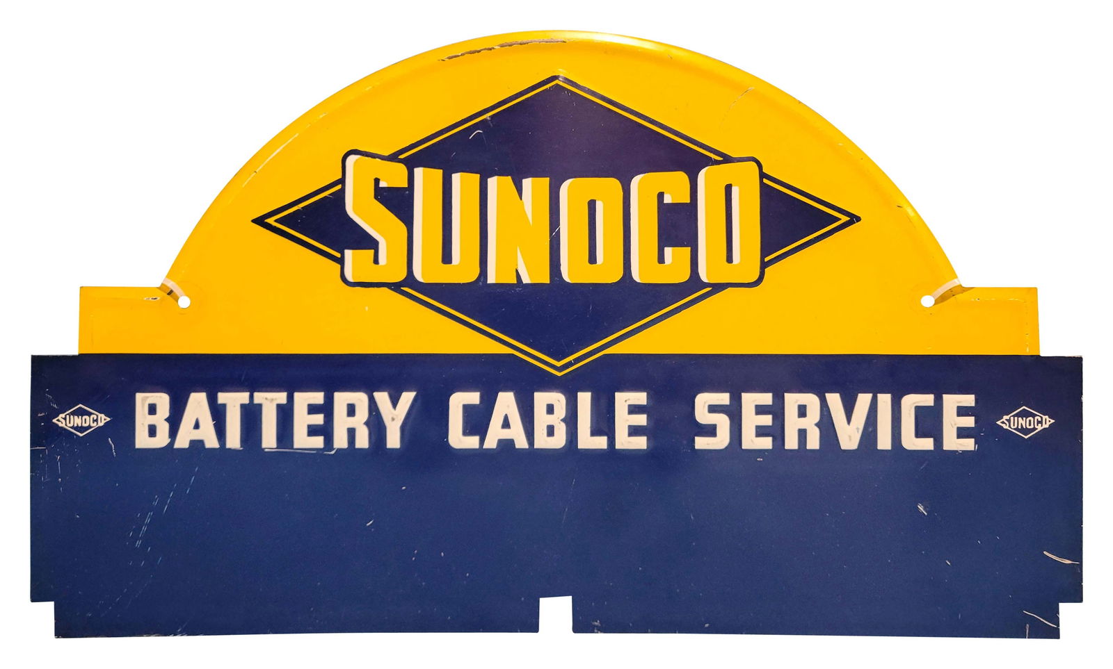Sunoco Battery Cable Service Embossed Tin Rack Sign (1 of 2)