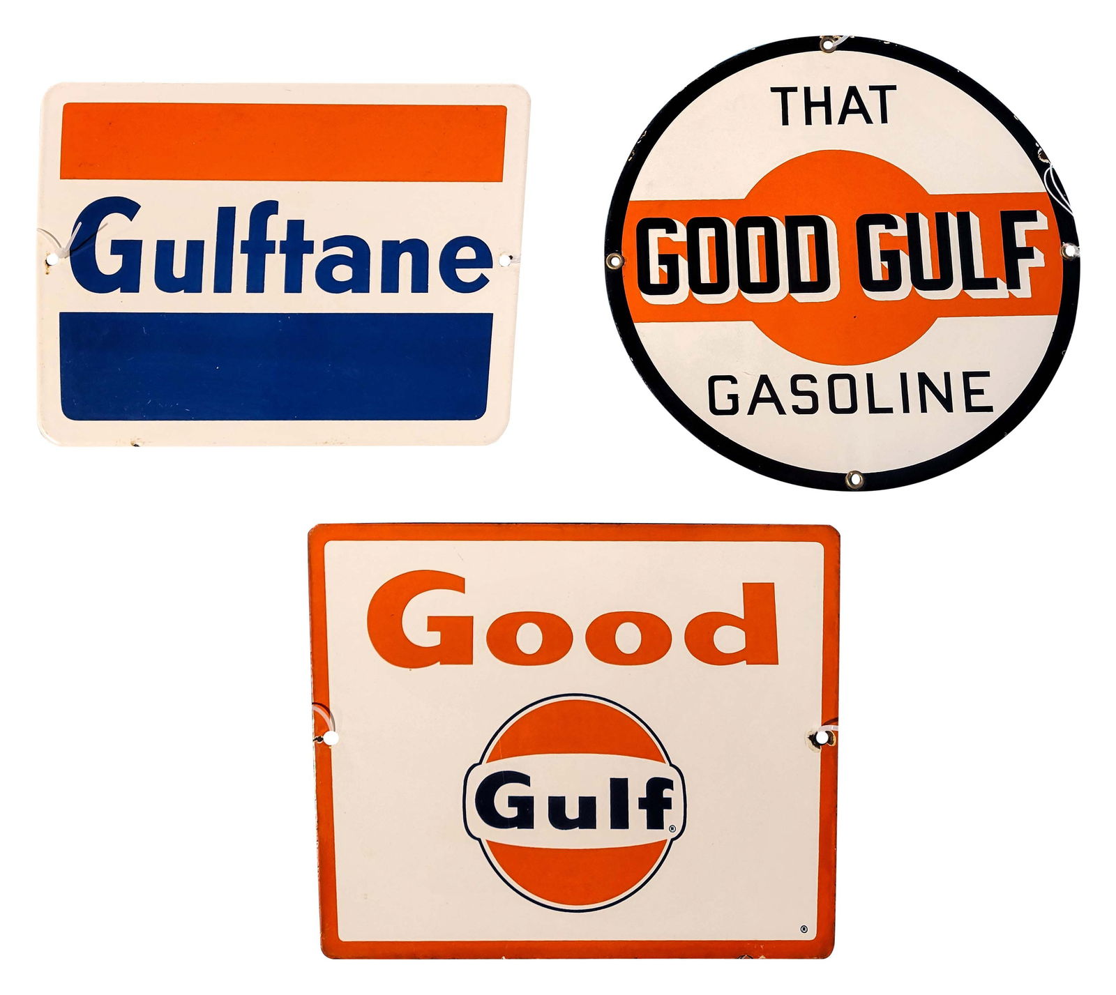 Gulf Lot of Three Porcelain Gas Pump Plates (1 of 2)