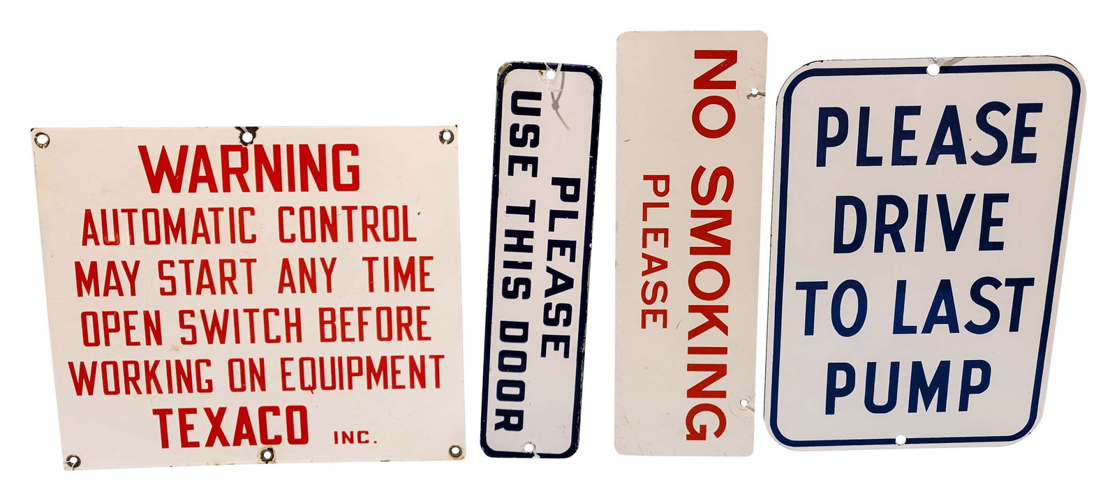 Lot of 4 Signs Texaco Gas Pump No Smoking & Please Use This Door (1 of 2)