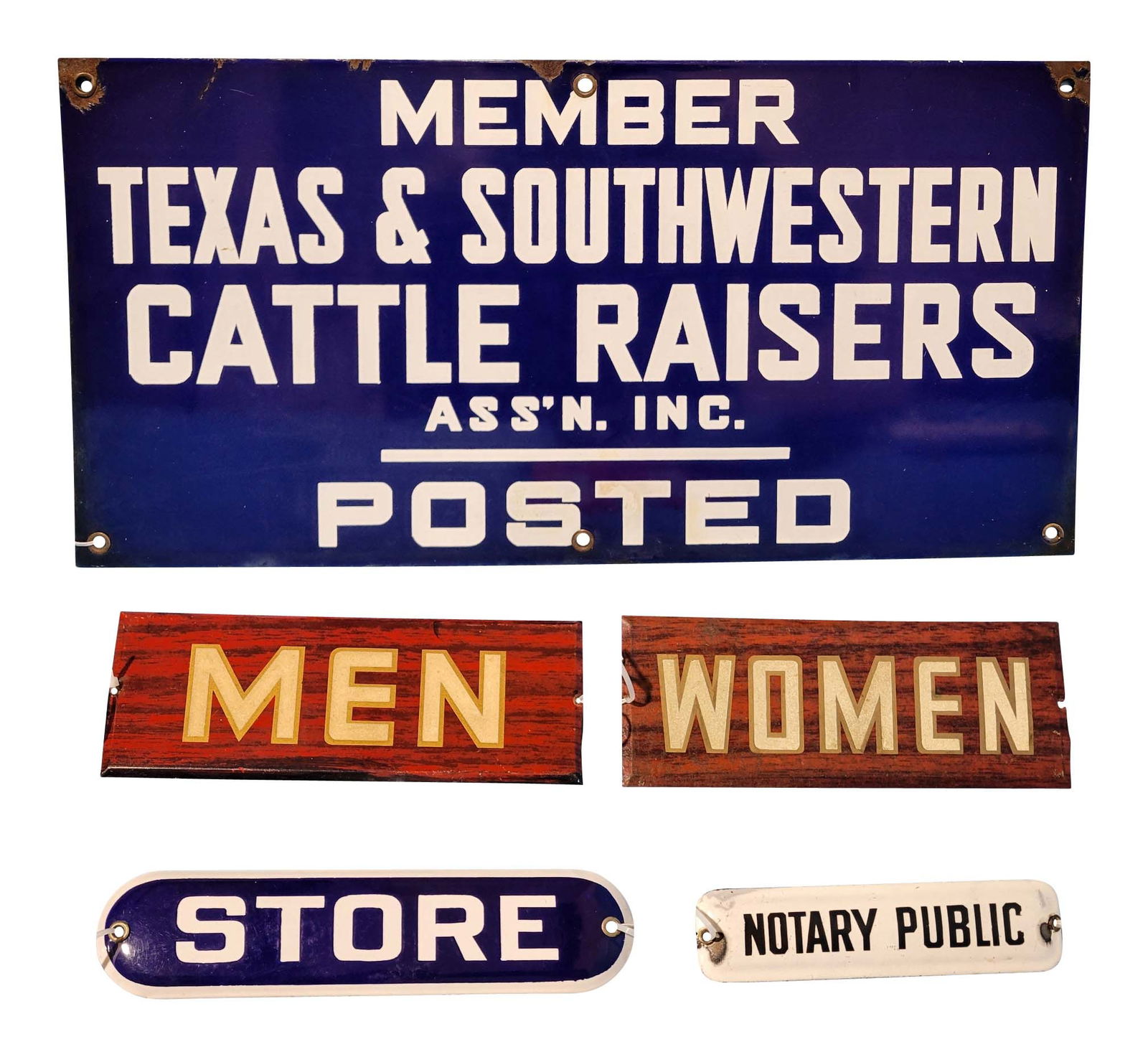 Lot of 5 Signs SSP & SST Texas Cattle Raisers Store Notary Public Men & Women (1 of 2)