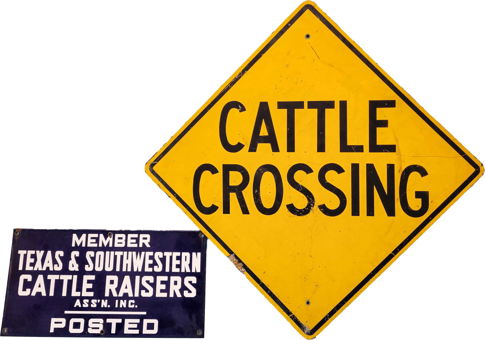 Lot of Two Texas and Southwestern Cattle Raisers and Cattle Crossing Signs (1 of 2)