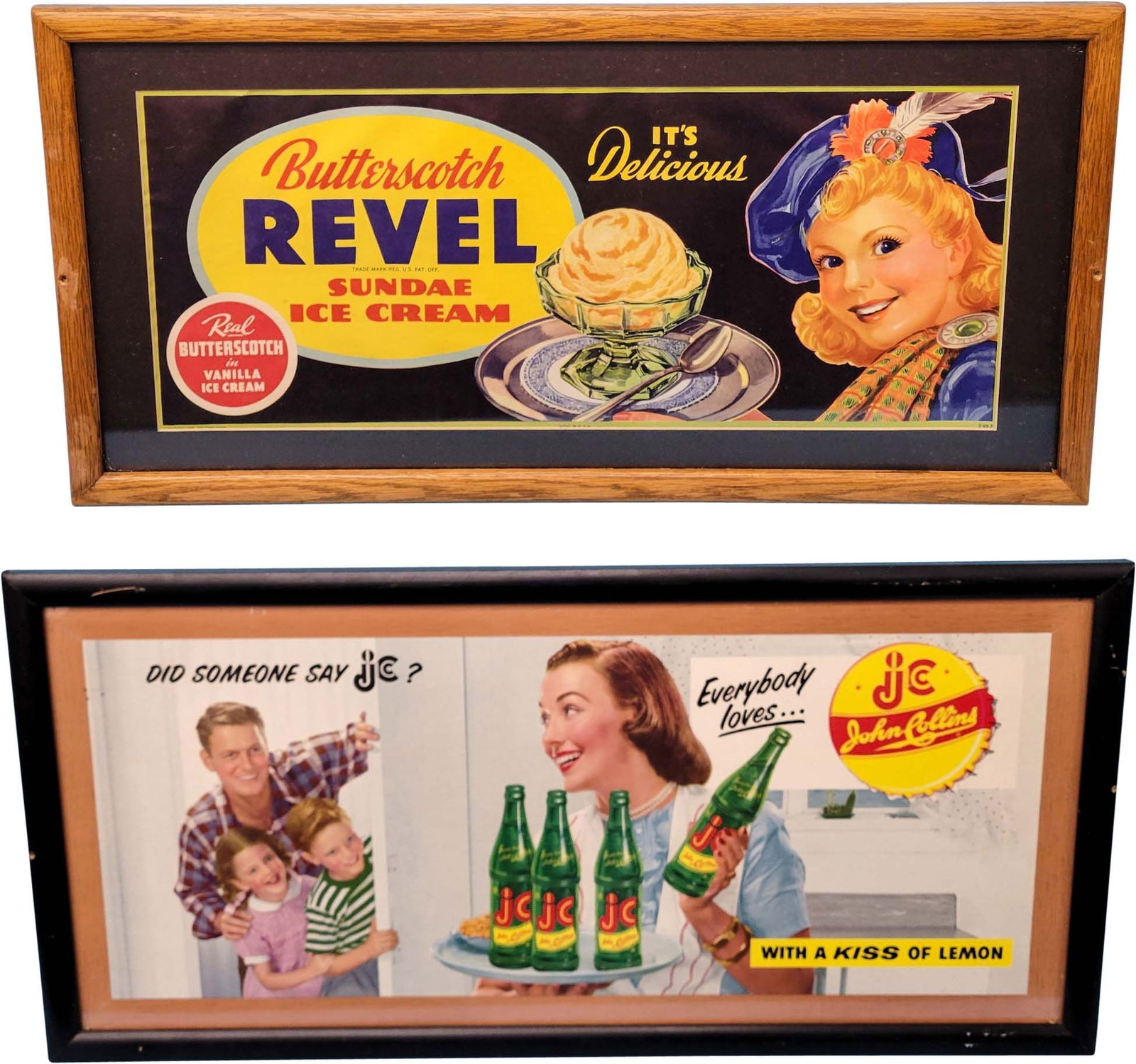 Revel Ice Cream and John Collins Framed Advertising (1 of 1)