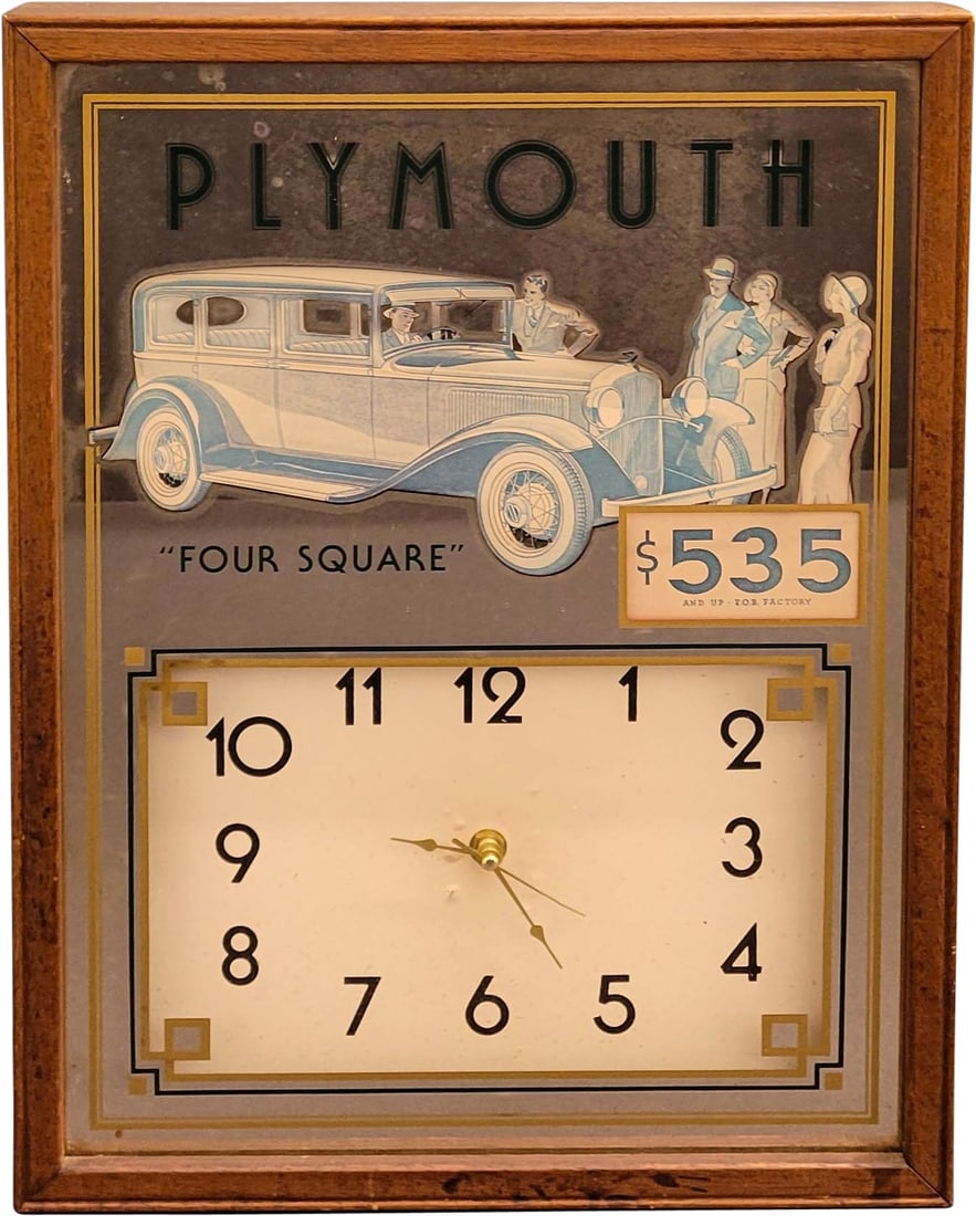 Plymouth Mirrored Battery Clock (1 of 2)