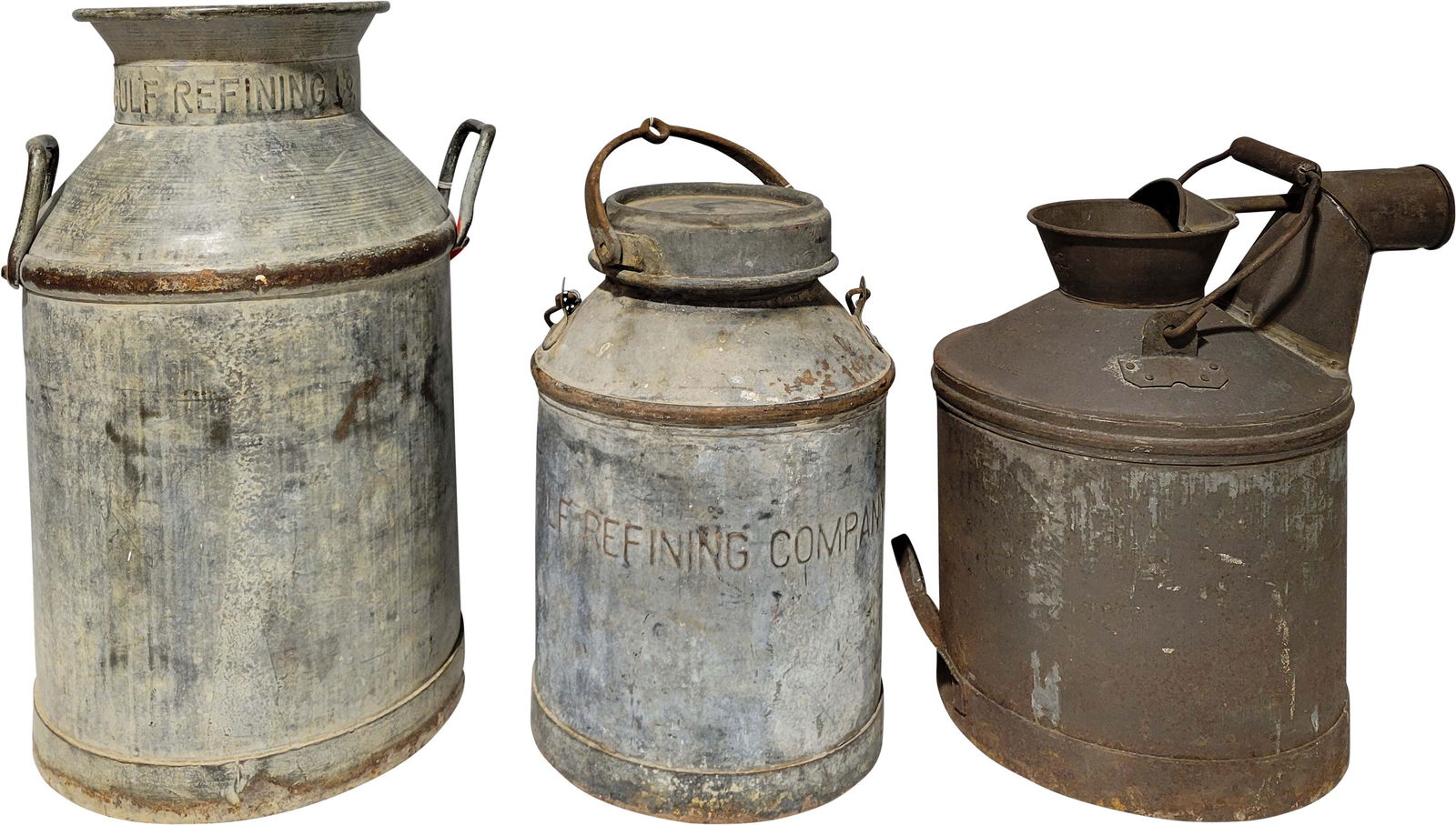 Lot of 3 Large Gulf Refining, Standard Oil Cans (1 of 4)