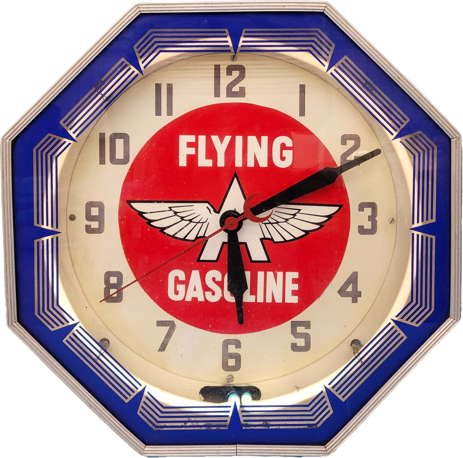18.25" Flying A Gasoline Octagon Neon Clock (1 of 3)