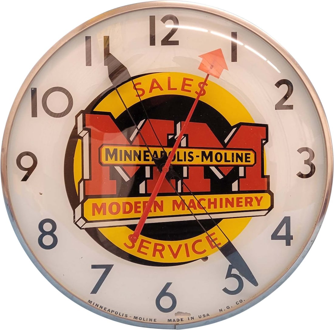15" Rare Minneapolis-Moline Sales Service Modern Machinery Light Up Clock (1 of 5)