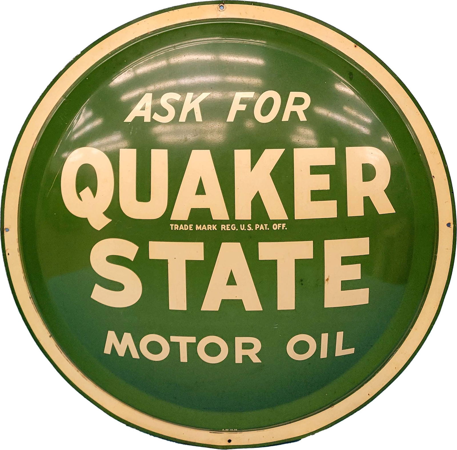 24" Quake State Motor Oil Round Convex Sign (1 of 3)