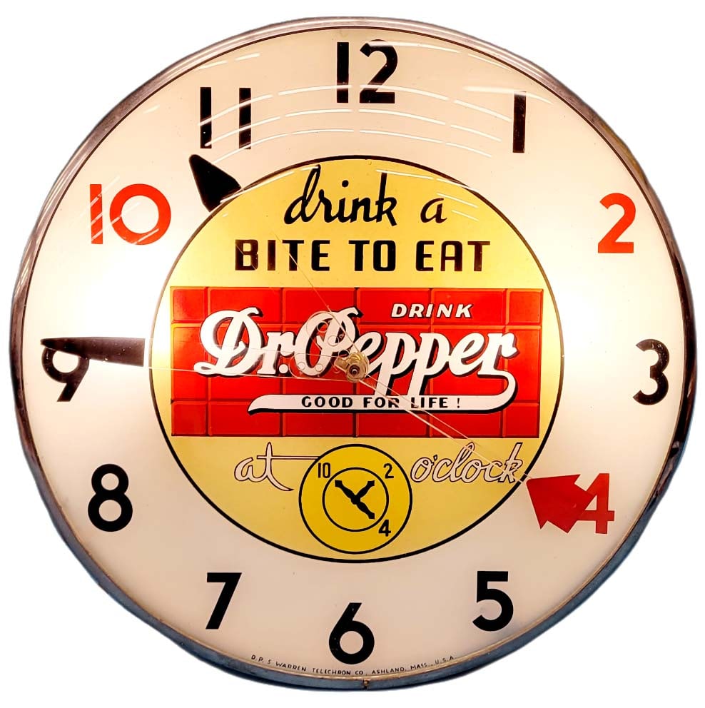 Dr. Pepper "Drink A Bite to Eat" Electric Light Up Clock (1 of 4)