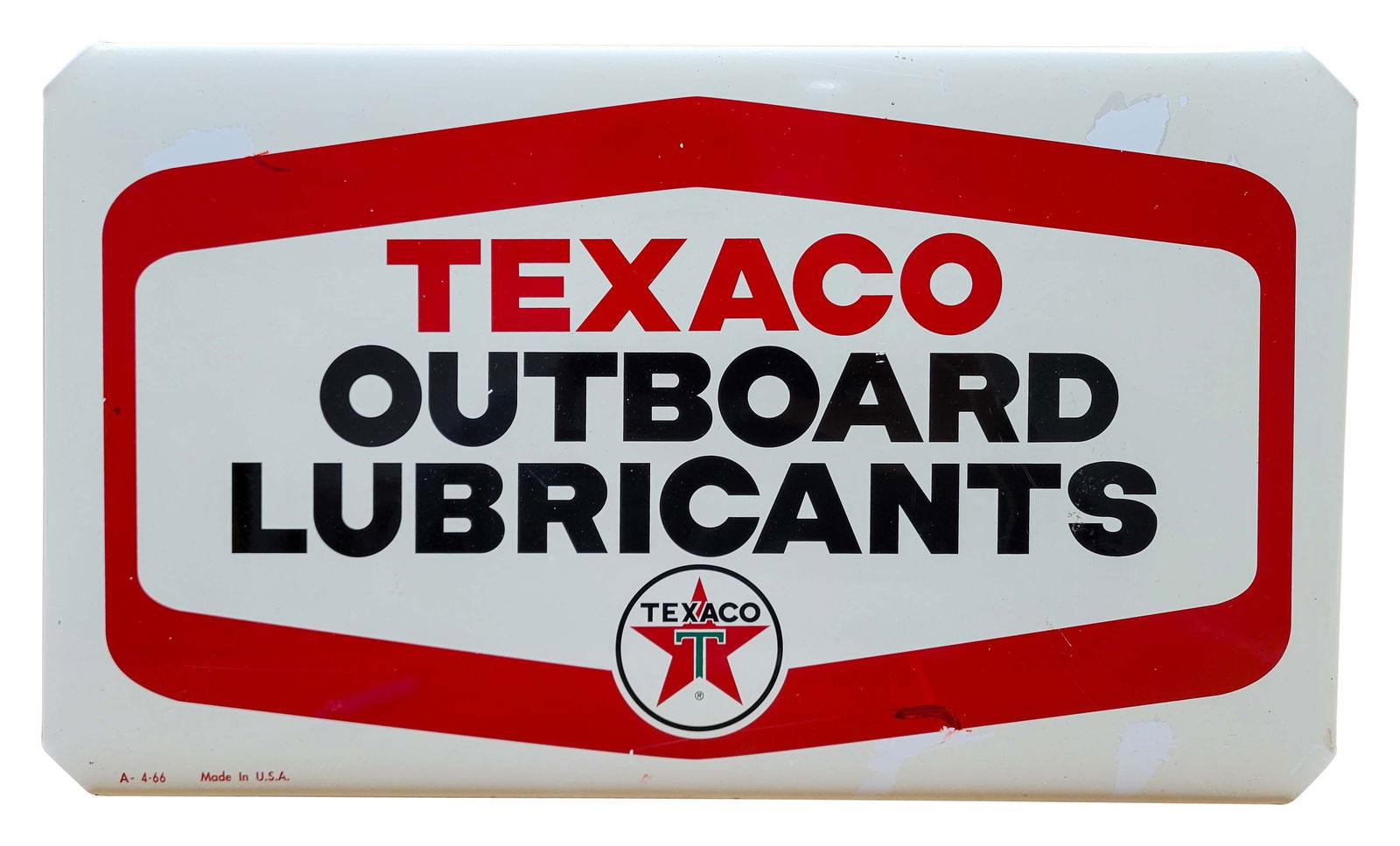 1966 Texaco Outboard Lubricants SST Sign "White T" (1 of 2)