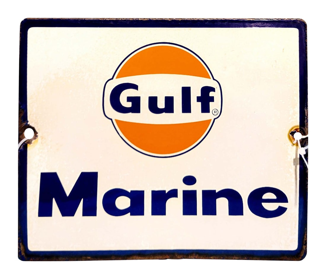 Gulf Marine SSP Gas Pump Plate Sign w/ Logo (1 of 2)