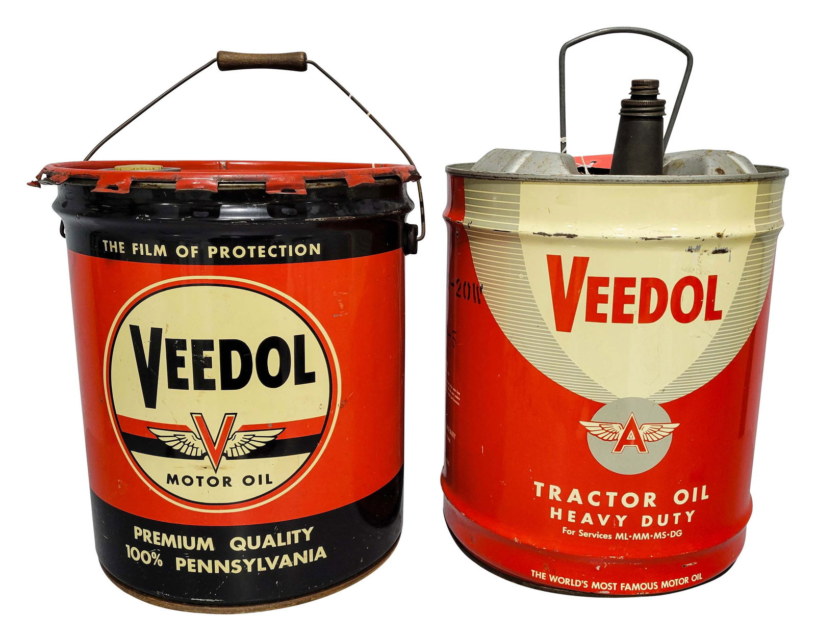 Group of 2 Veedol 5 Gallon Motor Oil Cans (1 of 2)