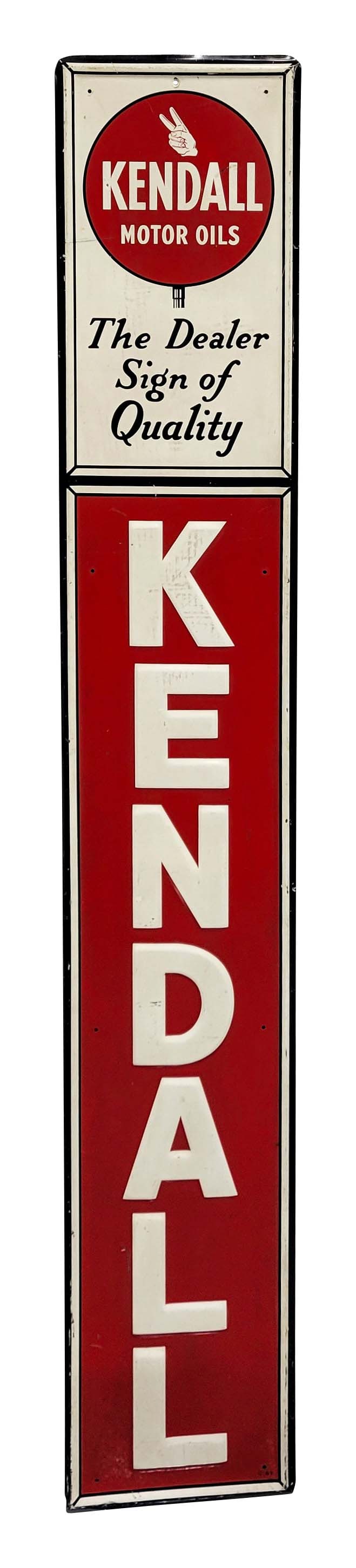 Kendall Motor Oil Single Sided Embossed Metal Sign (1 of 2)