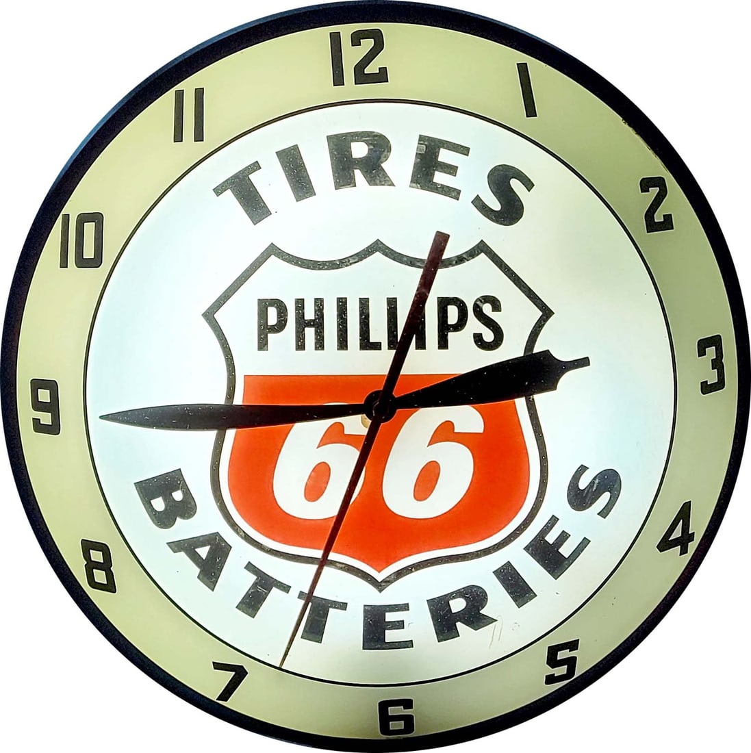 16" Phillips 66 Tires Batteries Double Bubble Electric Light Up Clock (1 of 3)