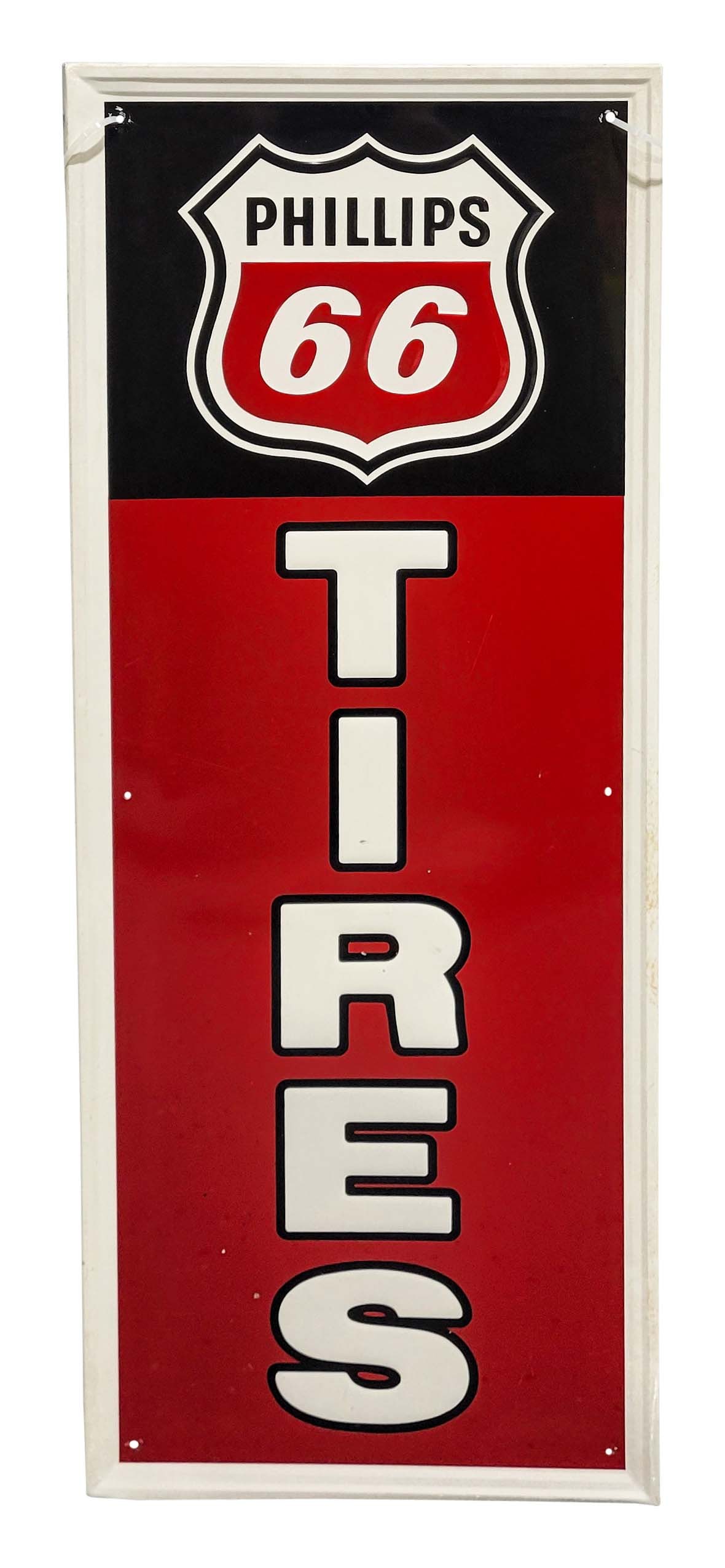 Phillips 66 Tires Vertical Embossed SST Sign w/ Logo (1 of 2)