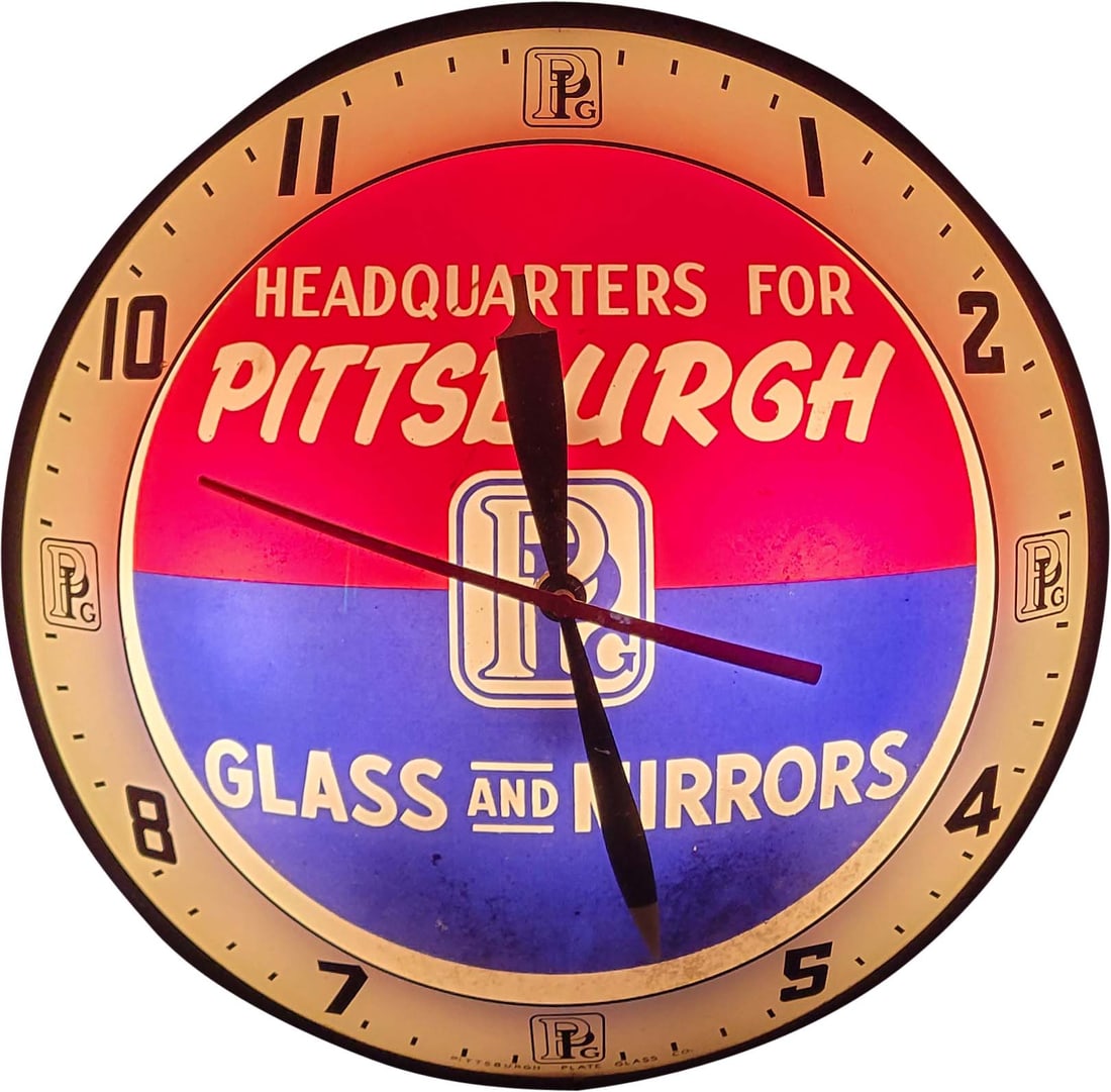 16" Pittsburgh Glass and Mirrors Double Bubble Electric Light Up Clock (1 of 3)