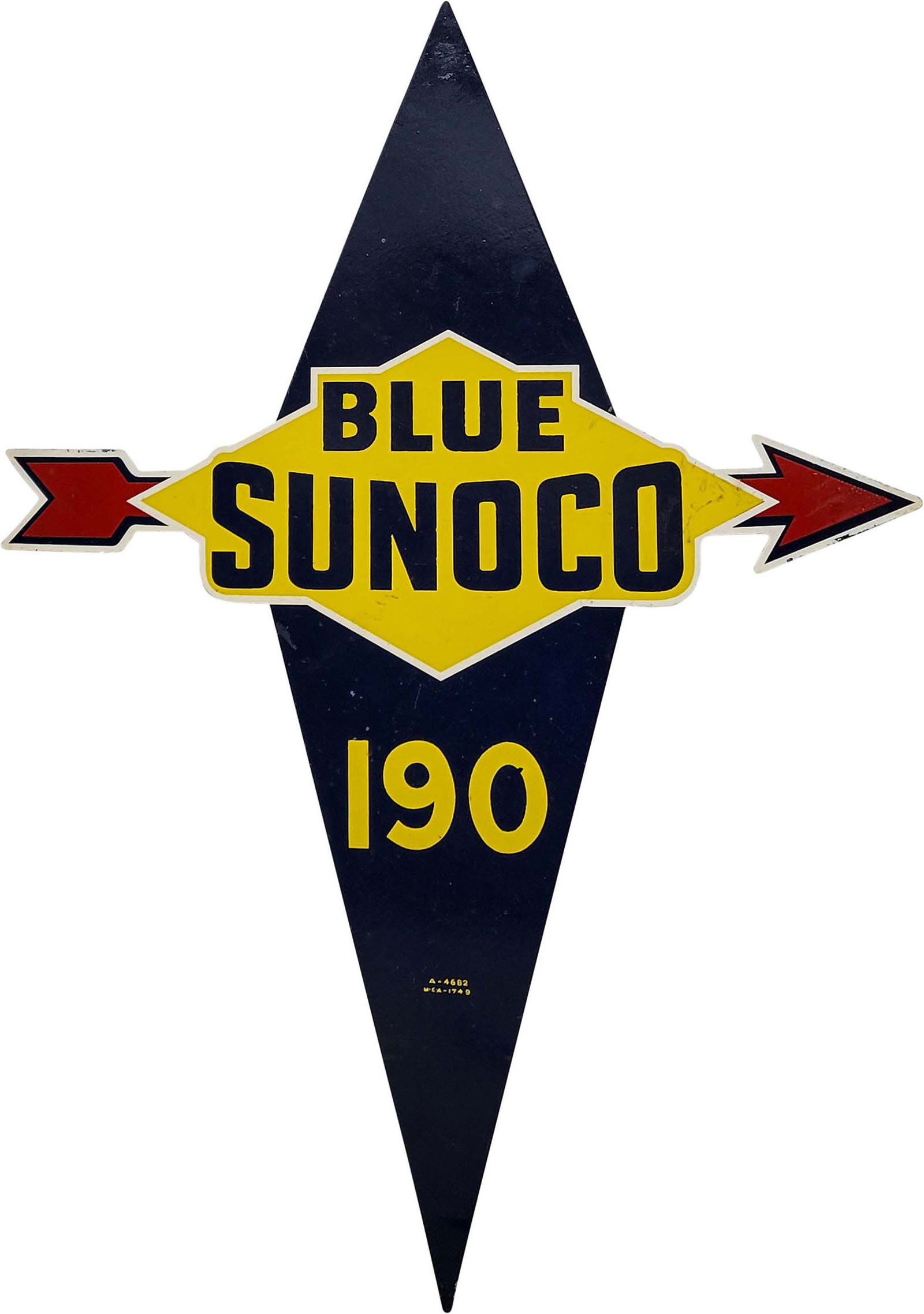 Blue Sunoco 190 Die Cut Metal Pump Plate Sign (1 of 2)