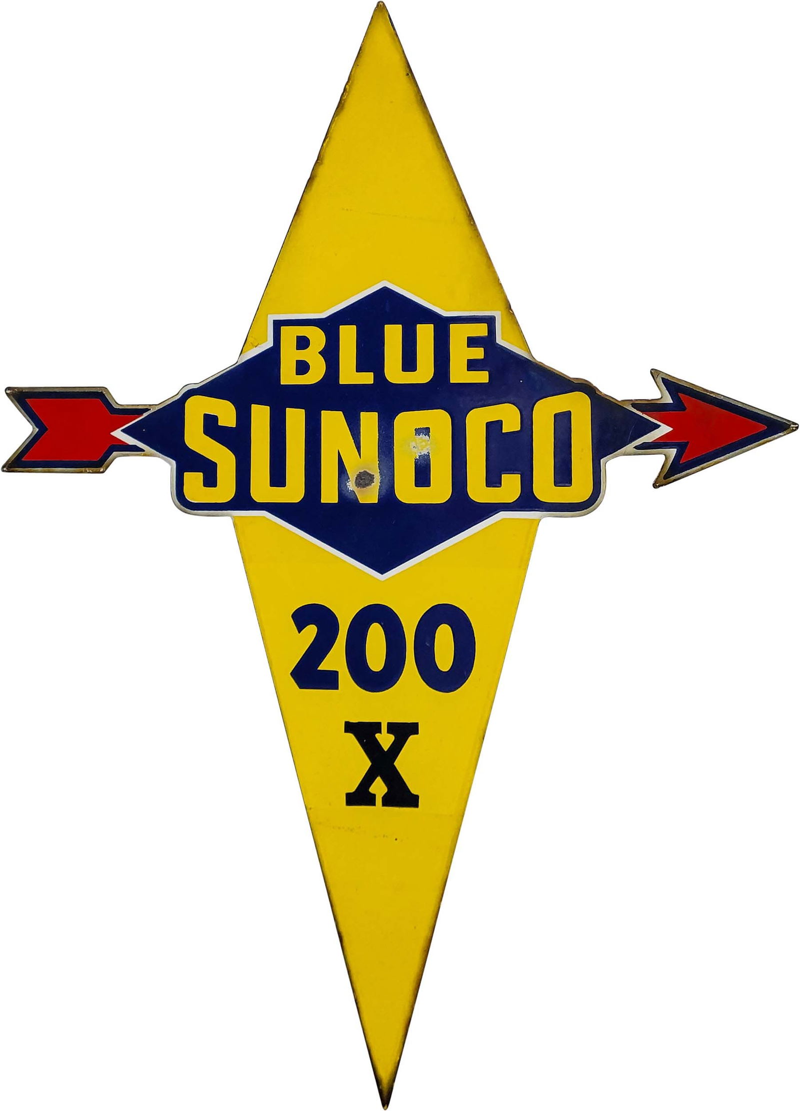 Blue Sunoco 200 Die Cut Porcelain Pump Plate Sign (1 of 2)